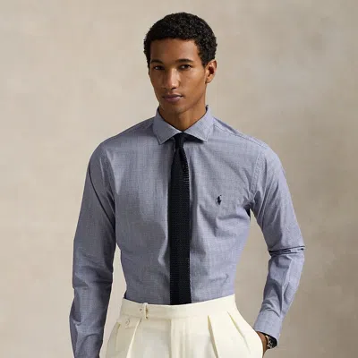 Ralph Lauren Classic Fit Plaid Stretch Poplin Shirt In Navy White