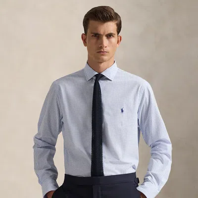 Ralph Lauren Classic Fit Plaid Stretch Poplin Shirt In White