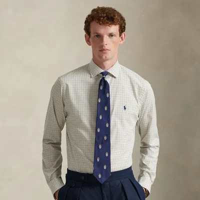 Ralph Lauren Classic Fit Plaid Stretch Poplin Shirt In White