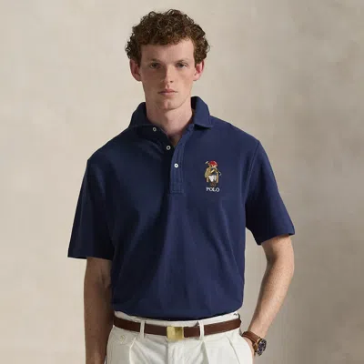 Ralph Lauren Classic Fit Polo Bear Mesh Polo Shirt In Blue