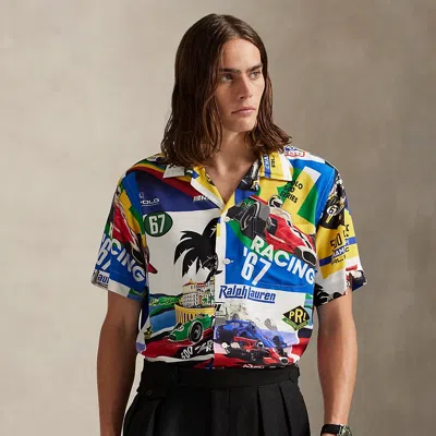 Ralph Lauren Classic Fit Racing-print Camp Shirt In Multi
