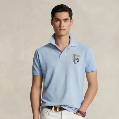 Ralph Lauren Classic Fit Ralph & Ricky Bear Polo In Chambray Blue