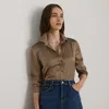 Ralph Lauren Classic Fit Satin Charmeuse Shirt In Brown