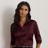 Ralph Lauren Classic Fit Satin Charmeuse Shirt In Burgundy