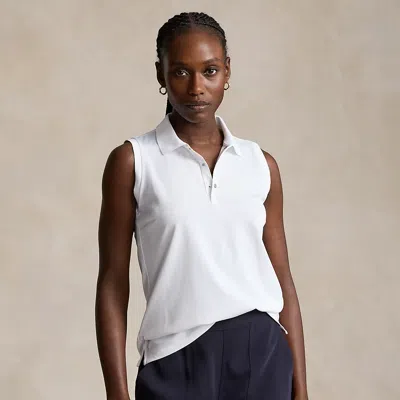 Polo Ralph Lauren Classic Fit Sleeveless Tour Polo Shirt In Ceramic White