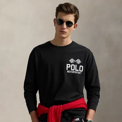 Ralph Lauren Classic Fit Slub Jersey Graphic T-shirt In Black