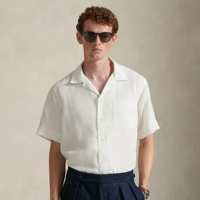 Polo Ralph Lauren Classic Fit Slub Linen Camp Shirt In Deckwash White In Neutral