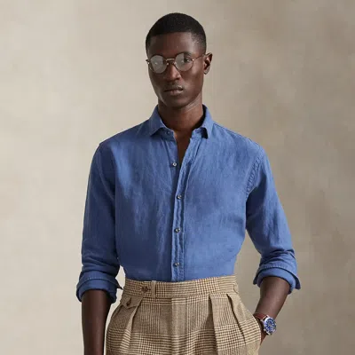 Ralph Lauren Classic Fit Slub Linen Shirt In Blue