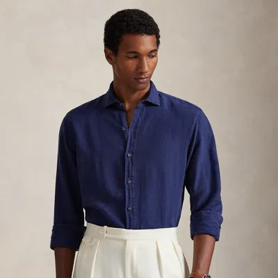 Ralph Lauren Classic Fit Slub Linen Shirt In Blue