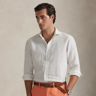 Ralph Lauren Classic Fit Slub Linen Shirt In White