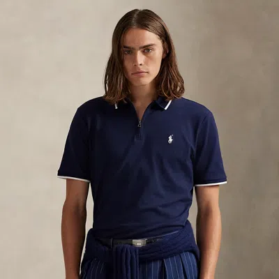 Ralph Lauren Classic Fit Stretch Mesh Polo Shirt In Blue