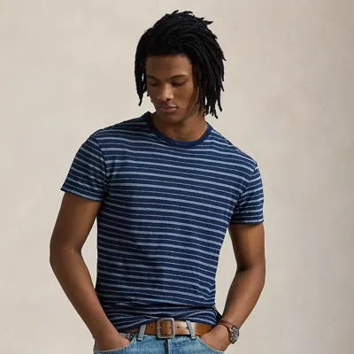 Polo Ralph Lauren Classic Fit Striped Cotton-linen T-shirt In Dark Indigo Stripe