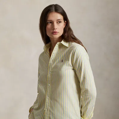 Ralph Lauren Classic Fit Striped Cotton Oxford Shirt In Neutral