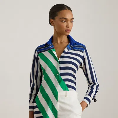 Ralph Lauren Classic Fit Striped Crepe Shirt In Multi