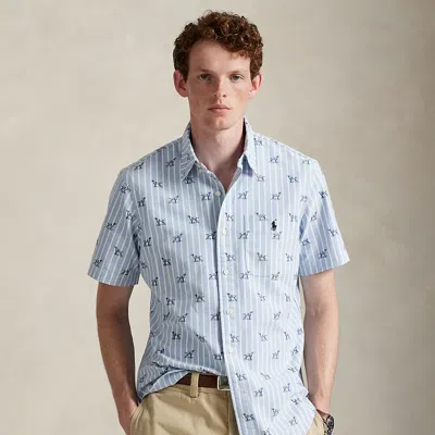 Ralph Lauren Classic Fit Striped Dog-print Shirt In Blue