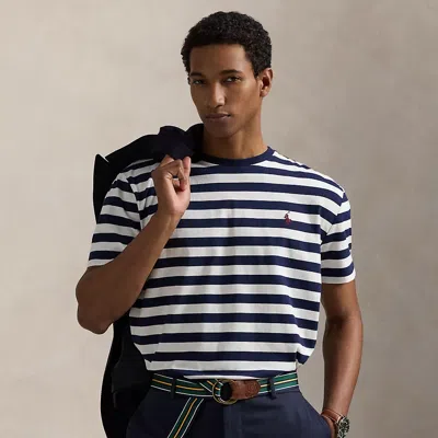 Ralph Lauren Classic Fit Striped Jersey T-shirt In Blue