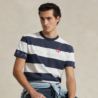 Ralph Lauren Classic Fit Striped Jersey T-shirt In Norfolk Blue Multi