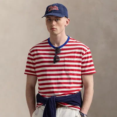 Ralph Lauren Classic Fit Striped Jersey T-shirt In Red/white