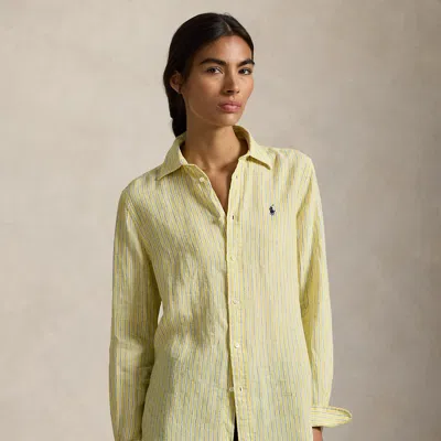 Polo Ralph Lauren Ralph Lauren Classic Fit Striped Linen Shirt In Yellow