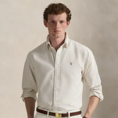Ralph Lauren Classic Fit Striped Oxford Shirt In White