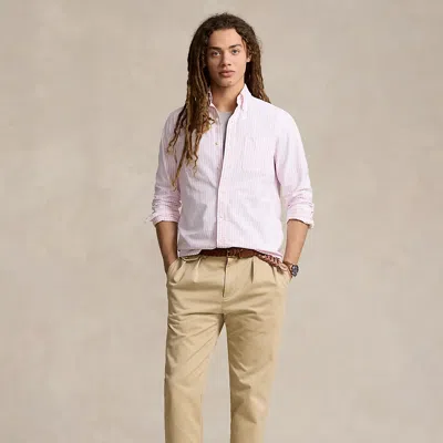 Ralph Lauren Classic Fit Striped Oxford Shirt In White/new Rose