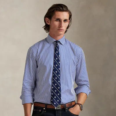 Ralph Lauren Classic Fit Striped Poplin Shirt In Blue