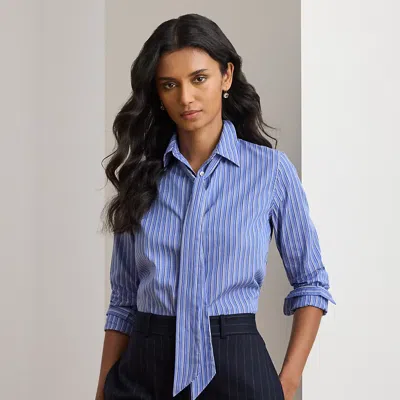 RALPH LAUREN RALPH LAUREN CLASSIC FIT STRIPED TIE-NECK SHIRT