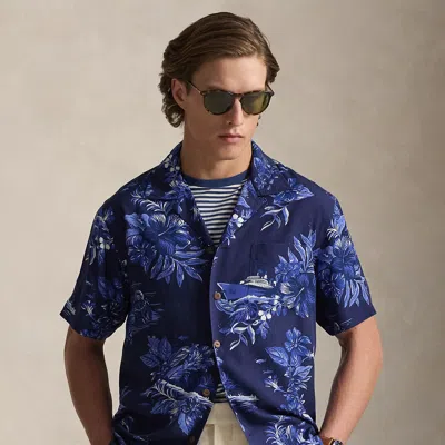 Ralph Lauren Classic Fit Tropical-print Camp Shirt In Blue