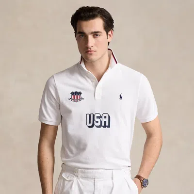 Ralph Lauren Classic Fit Usa Polo Shirt In White