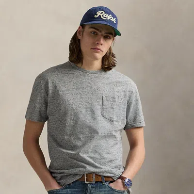Ralph Lauren Classic Fit Weathered Pocket T-shirt In Vintage Salt And Pepper