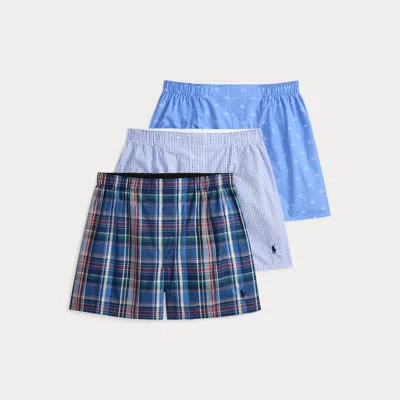 Polo Ralph Lauren Classic Fit Woven Cotton Boxer 3-pack In Summit Plaid In Multi