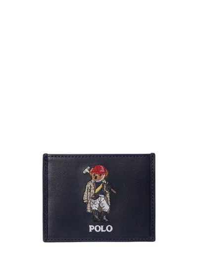 Ralph Lauren Classic Leather Wallet For Men In Navy