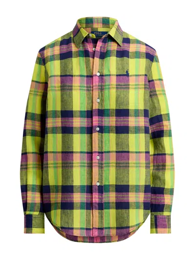 Ralph Lauren Classic Linen Button-up Shirt In Green
