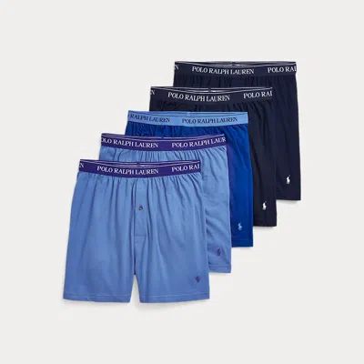 Polo Ralph Lauren Classic Wicking Knit Boxer 5-pack In Blue Assorted