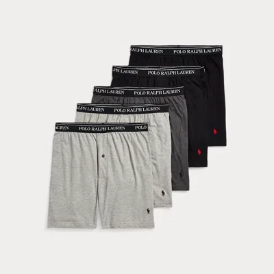 Polo Ralph Lauren Classic Wicking Knit Boxer 5-pack In Grey Assorted