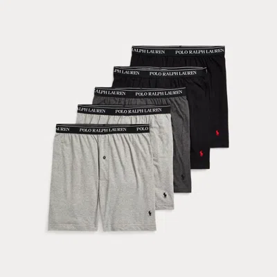 Polo Ralph Lauren Classic Wicking Knit Boxer 5-pack In Grey Assorted In Multi