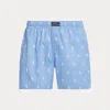 Polo Ralph Lauren Classic Woven Cotton Allover Pony Boxer In Chatham Blue W,white Aopp