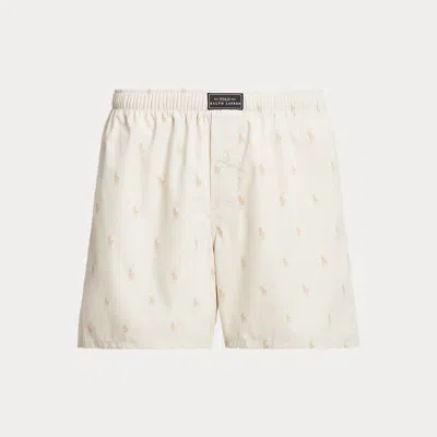 Polo Ralph Lauren Classic Woven Cotton Allover Pony Boxer In Beach Stone Khaki