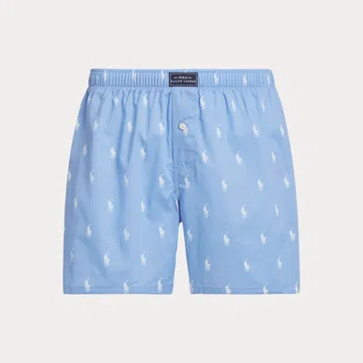 Polo Ralph Lauren Classic Woven Cotton Polo Pony Boxer In Beach Blue