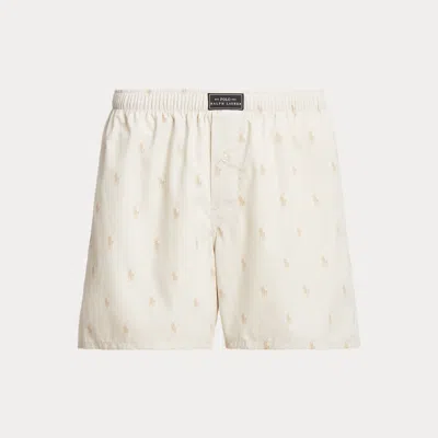 Polo Ralph Lauren Classic Woven Cotton Polo Pony Boxer In Beach Stone Khaki In White