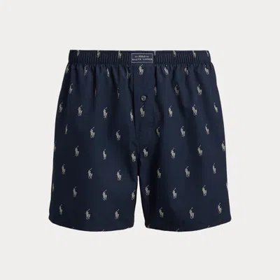 Polo Ralph Lauren Classic Woven Cotton Polo Pony Boxer In Navy In Blue
