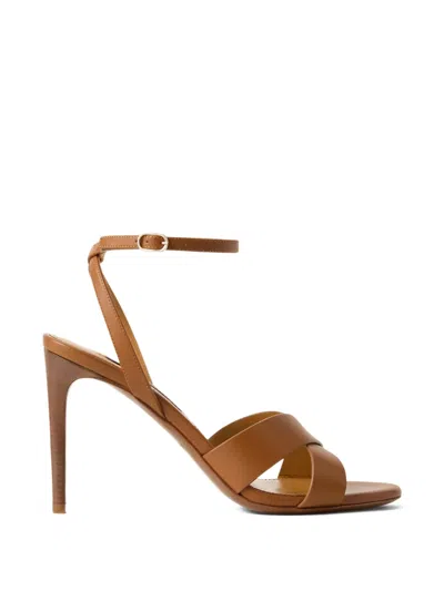 Ralph Lauren Cleary Criss-cross Ankle-strap Sandals In Brown