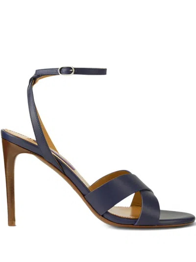 Ralph Lauren Cleary Criss-cross Leather Sandals In Blue