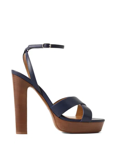 Ralph Lauren Cleary Criss-cross Platform Sandals In Blue