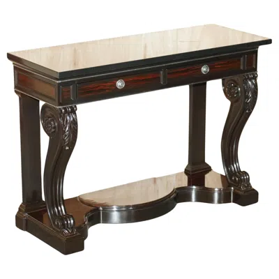 Pre-owned Ralph Lauren Clivedon American Hardwood Macassar & Marble Console Table In Brown