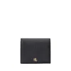 Ralph Lauren Crosshatch Leather Compact Wallet In Black