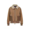 Ralph Lauren Shearling-collared Bomber Jacket In Brown