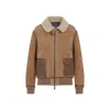 Ralph Lauren Shearling-collared Bomber Jacket In Brown