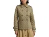 Ralph Lauren Coat Women's Birch Tan Quilted Double-breasted Jacket Ddr334 In Green