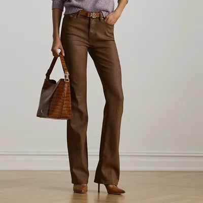 Ralph Lauren Coated High-rise Boot Jean In Brown